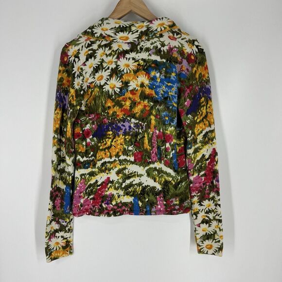 HWR Anthropologie Cardigan Sweater Size Medium Blazer Knit Floral Artsy Bloom - Picture 5 of 8